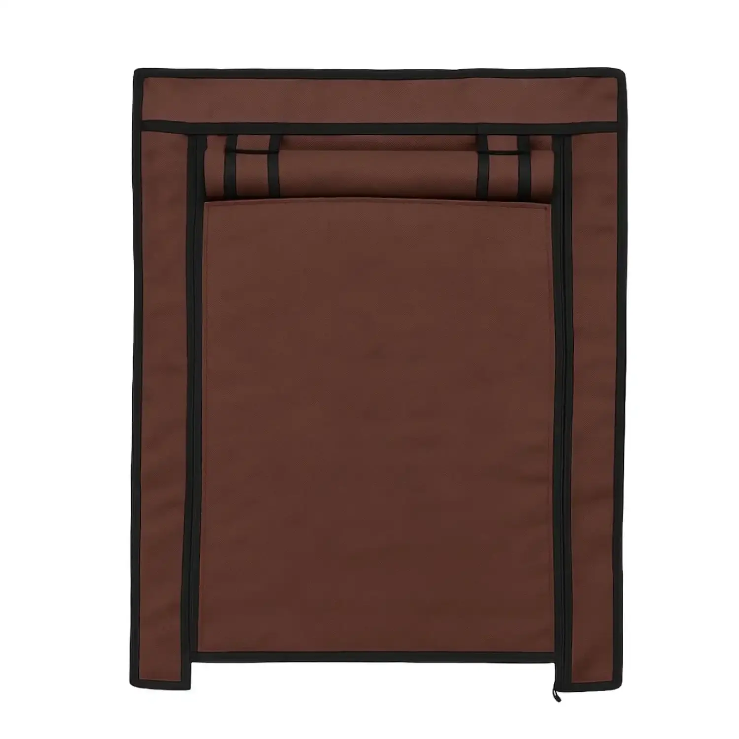 MEFABZ Shoe Rack Cover 6 Layer (Brown), 30D x 60W x 112H cm, Dustproof Zipper Storage Cover with 2 Side Pockets (1 Each Side), Washable 100 GSM Non-Woven Fabric, Foldable Replacement Covers for Home