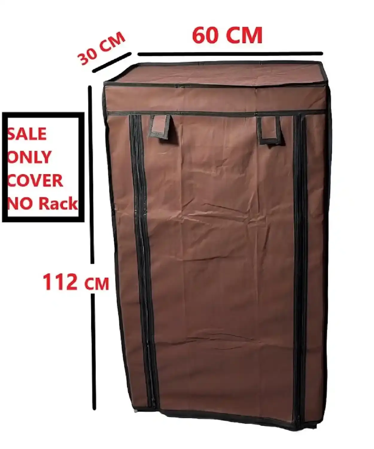 MEFABZ Shoe Rack Cover only 6 Layer (Brown), 30D x 60W x 112H cm, Dustproof Zipper Storage Cover with 2 Side Pockets (1 Each Side), Washable 100 GSM Non-Woven Fabric, Foldable Replacement Covers for Home - Image 4