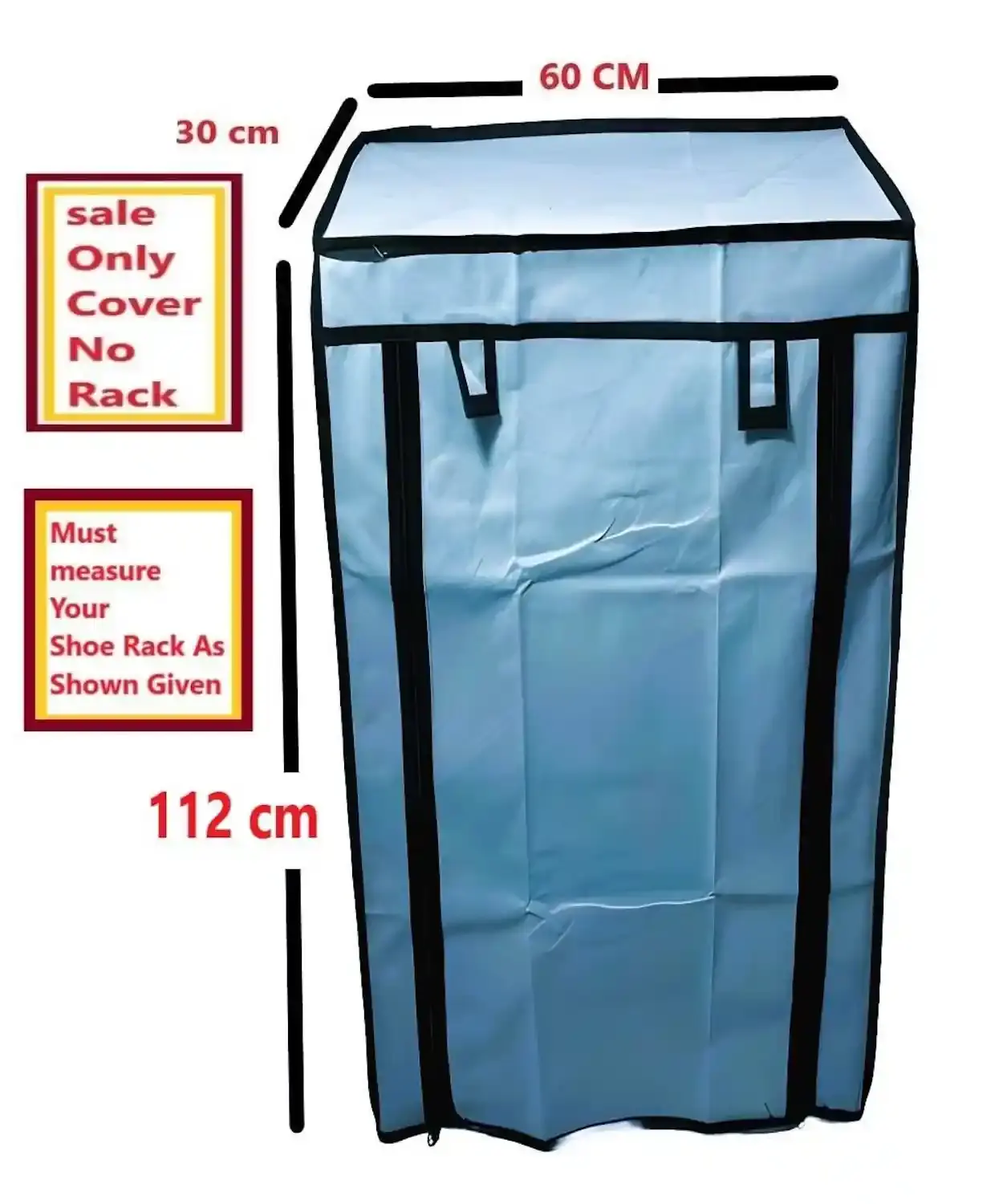 MEFABZ Shoe Stand Cover only 6 Layer (30D x 60W x 112H cm)(Grey) Dustproof Zipper Storage Cover, Washable 100 GSM Non-Woven Fabric, Foldable Rack Replacement Covers for Home - Image 4