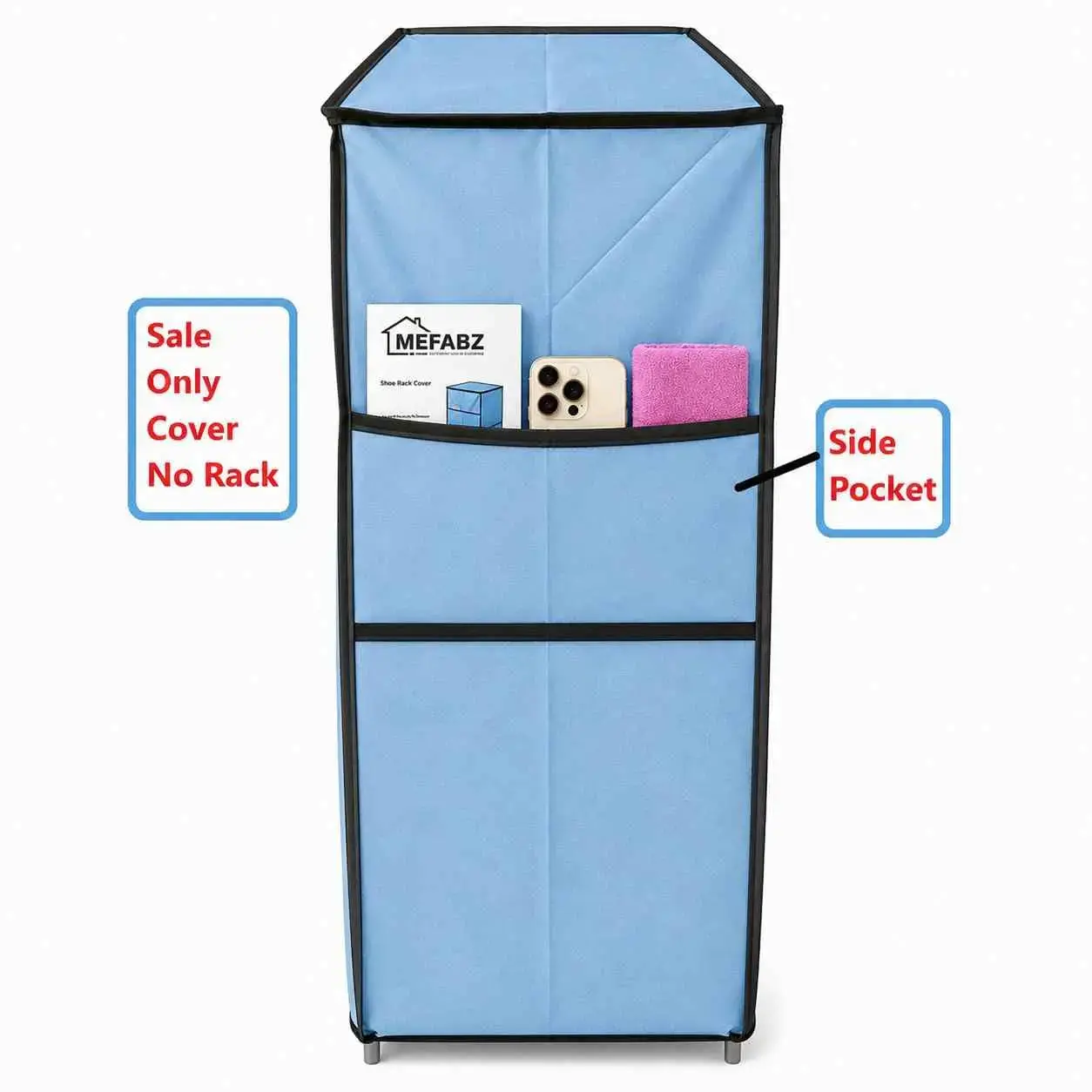 MEFABZ Shoe Stand Cover only 6 Layer (30D x 60W x 112H cm)(Grey) Dustproof Zipper Storage Cover, Washable 100 GSM Non-Woven Fabric, Foldable Rack Replacement Covers for Home - Image 7