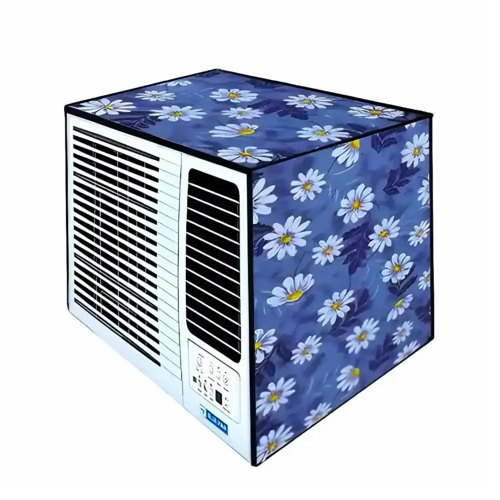 MEFABZ Window AC Cover 1.5 Tons Waterproof and Dustproof PVC Check Design | Outdoor AC Unit Protection | 1.5 Ton Window AC Cover (Grey)
