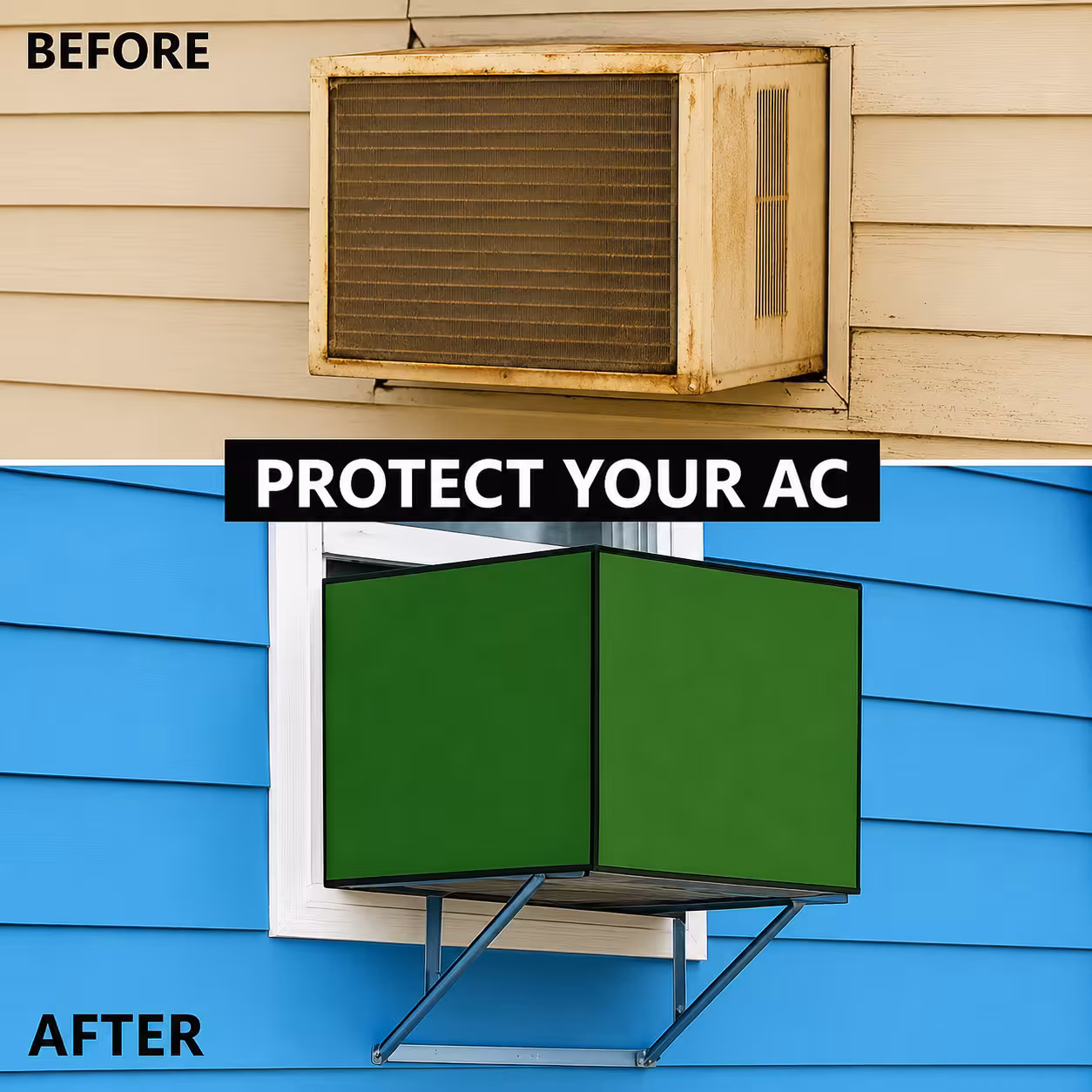 MEFABZ Window AC Cover 1.5 Ton Waterproof Dustproof PVC Cover | Outdoor Window AC Covers Outside | Fits Samsung, LG, Voltas, Hitachi (Green) - Image 5