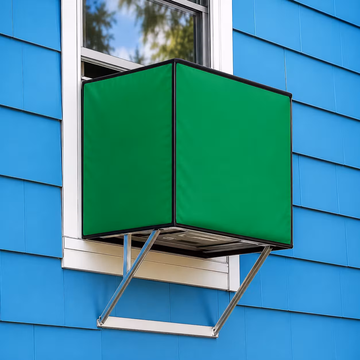 MEFABZ Window AC Cover 1.5 Ton Waterproof Dustproof PVC Cover | Outdoor Window AC Covers Outside | Fits Samsung, LG, Voltas, Hitachi (Green) - Image 4