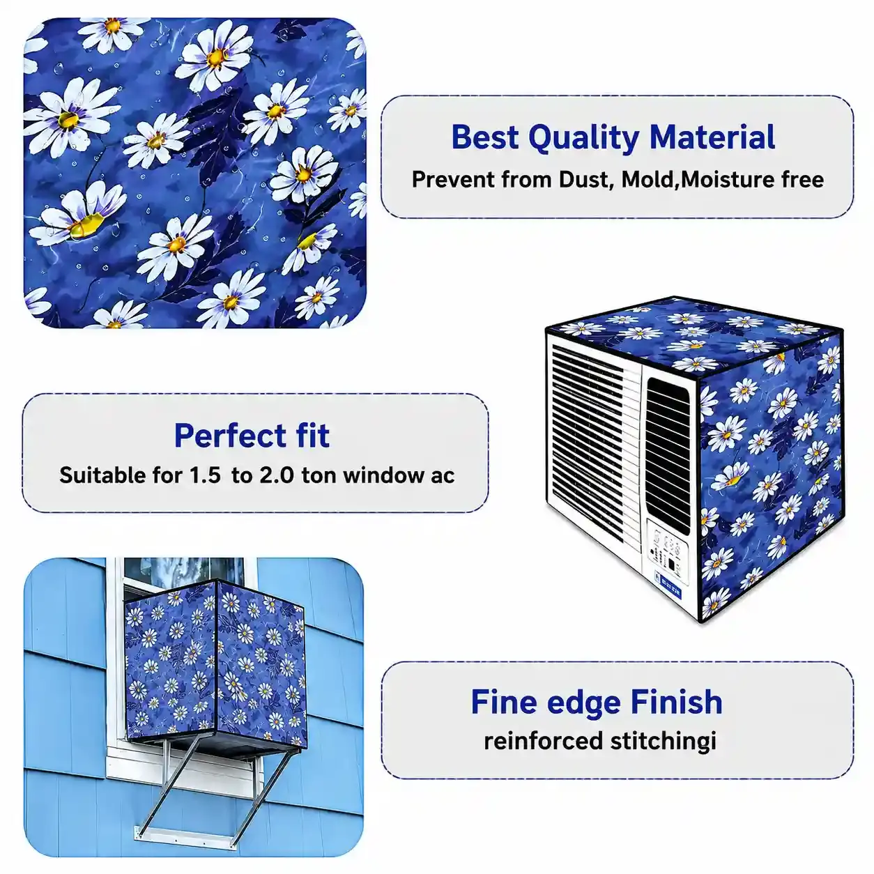 MEFABZ Window AC Cover 1.5 Ton Waterproof Dustproof PVC Cover | Outdoor Window AC Covers Outside | Fits Samsung, LG, Voltas, Hitachi (Grey) - Image 7