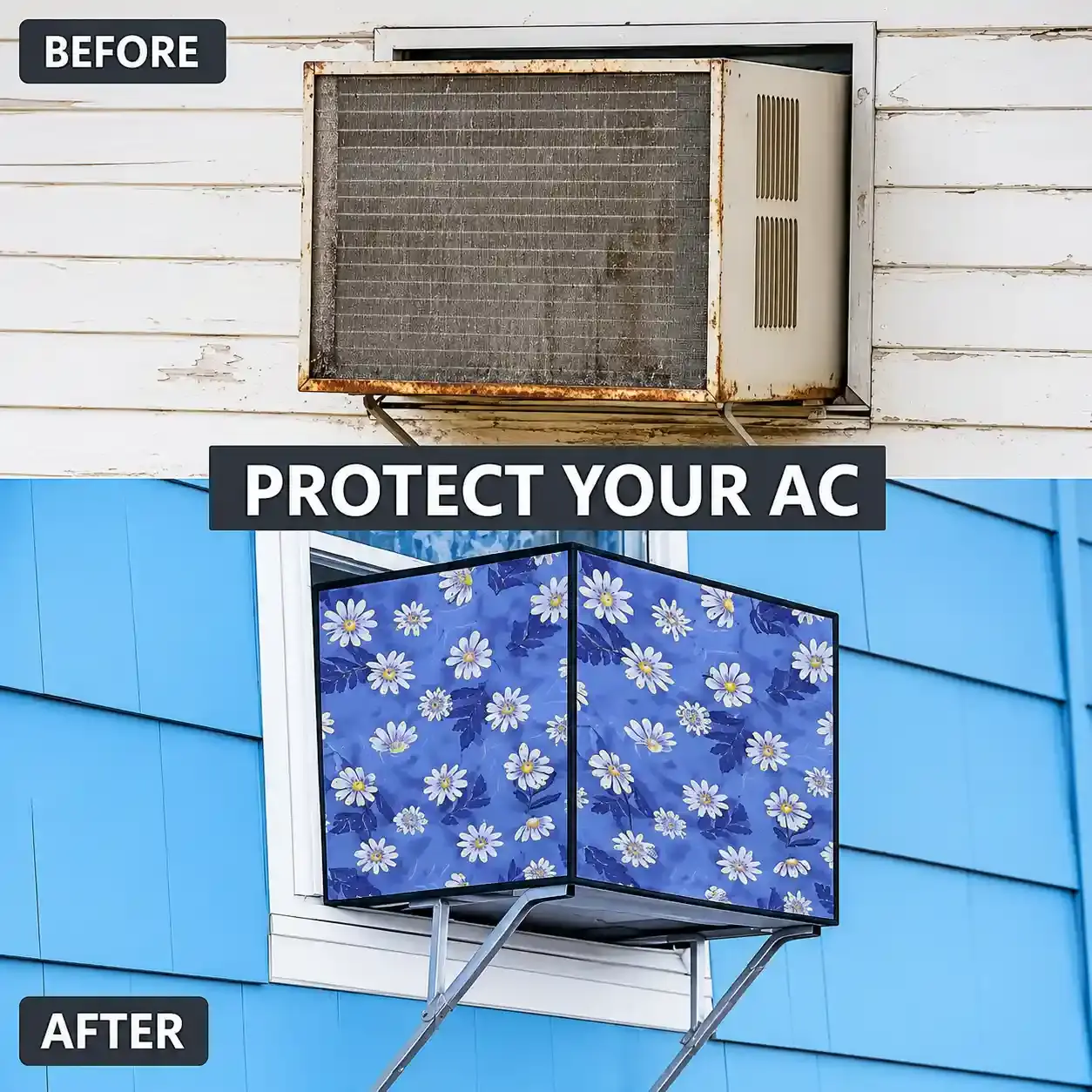 MEFABZ Window AC Cover 1.5 Ton Waterproof Dustproof PVC Cover | Outdoor Window AC Covers Outside | Fits Samsung, LG, Voltas, Hitachi (Grey) - Image 4