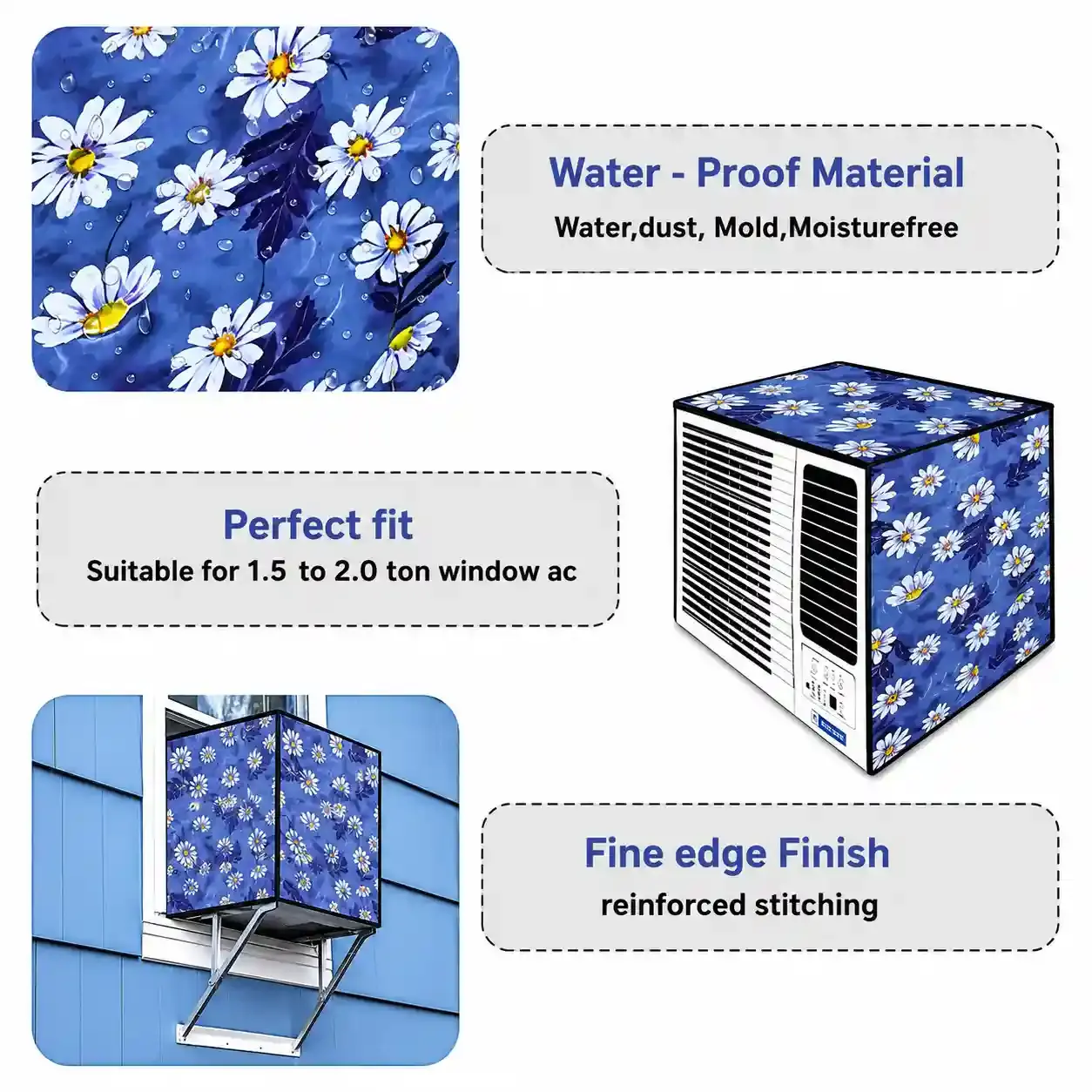 MEFABZ Window AC Cover 1.5 Ton Waterproof Dustproof PVC Cover | Outdoor Window AC Covers Outside | Fits Samsung, LG, Voltas, Hitachi (Grey) - Image 5