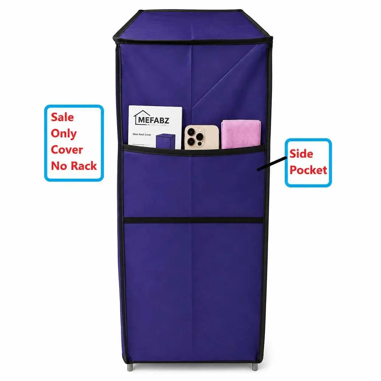 MEFABZ Shoe Rack Cover only 4 Layer (Blue) (30D x 60W x 74H cm) Dustproof Zipper Storage Cover, Washable 100 GSM Non-Woven Fabric, Foldable Rack Replacement Covers for Home - Image 4