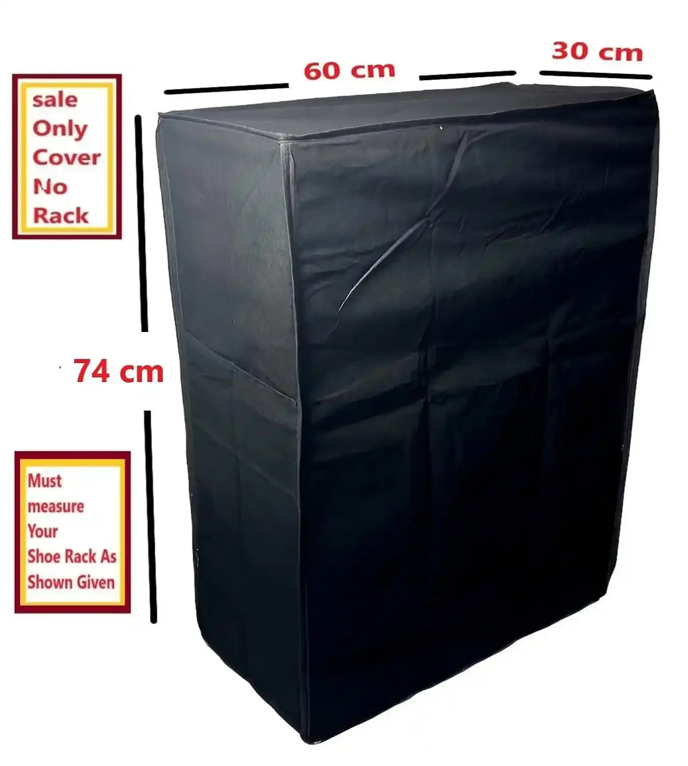 MEFABZ Shoe Rack Cover only 4 Layer (Black) (30D x 60W x 74H cm) Dustproof Zipper Storage Cover, Washable 100 GSM Non-Woven Fabric, Foldable Rack Replacement Covers for Home - Image 7