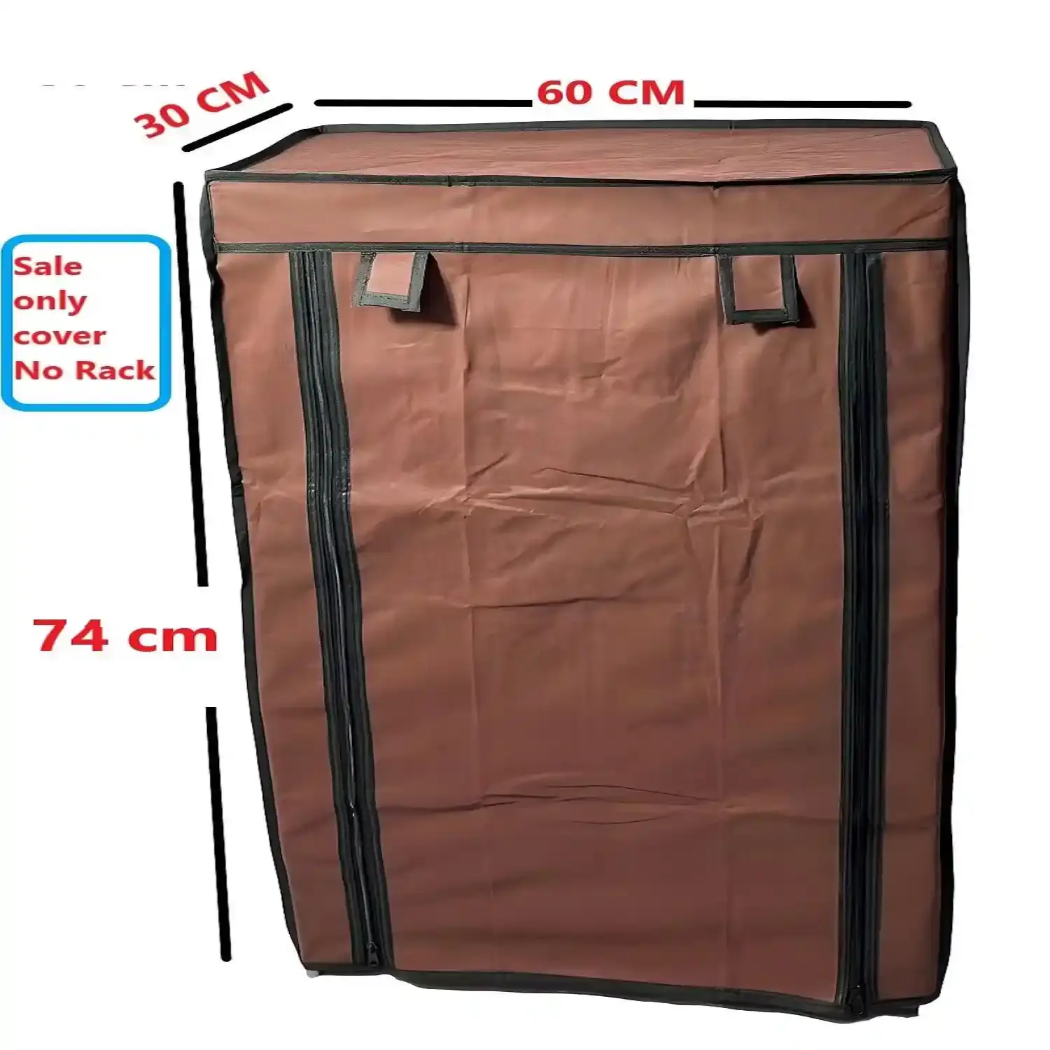 MEFABZ Shoe Rack Cover only 4 Layer (Brown) (30D x 60W x 74H cm) Dustproof Zipper Storage Cover, Washable 100 GSM Non-Woven Fabric, Foldable Rack Replacement Covers for Home - Image 6