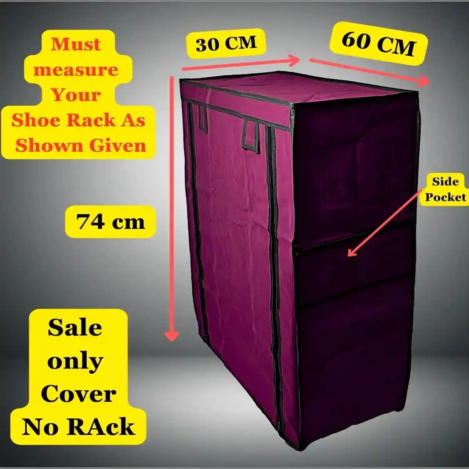MEFABZ Shoe Rack Cover only 4 Layer (Red) (30D x 60W x 74H cm) Dustproof Zipper Storage Cover, Washable 100 GSM Non-Woven Fabric, Foldable Rack Replacement Covers for Home - Image 5