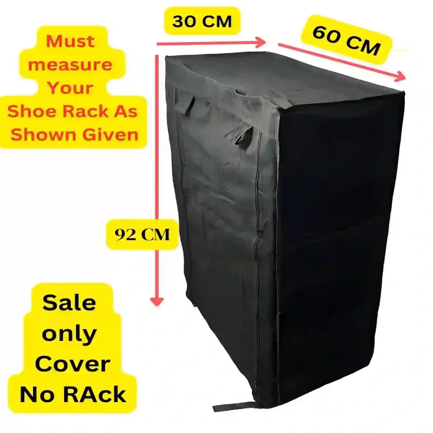 MEFABZ Shoe Rack Cover only 5 Layer (Black) (30D x 60W x 92H cm) Dustproof Zipper Storage Cover, Washable 100 GSM Non-Woven Fabric, Foldable Rack Replacement Covers for Home - Image 5