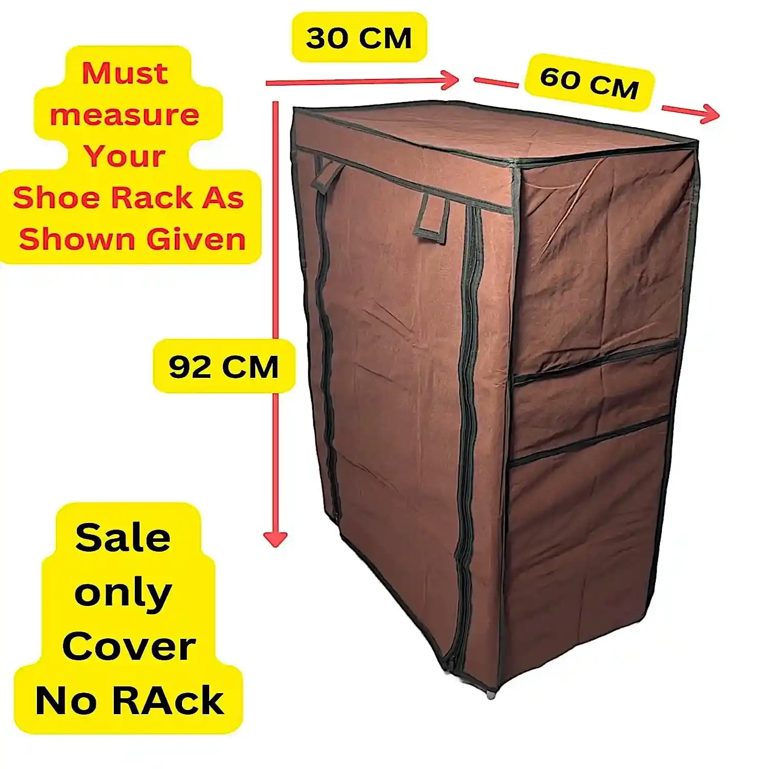 MEFABZ Shoe Rack Cover only 5 Layer (Brown) (30D x 60W x 92H cm) Dustproof Zipper Storage Cover, Washable 100 GSM Non-Woven Fabric, Foldable Rack Replacement Covers for Home - Image 6