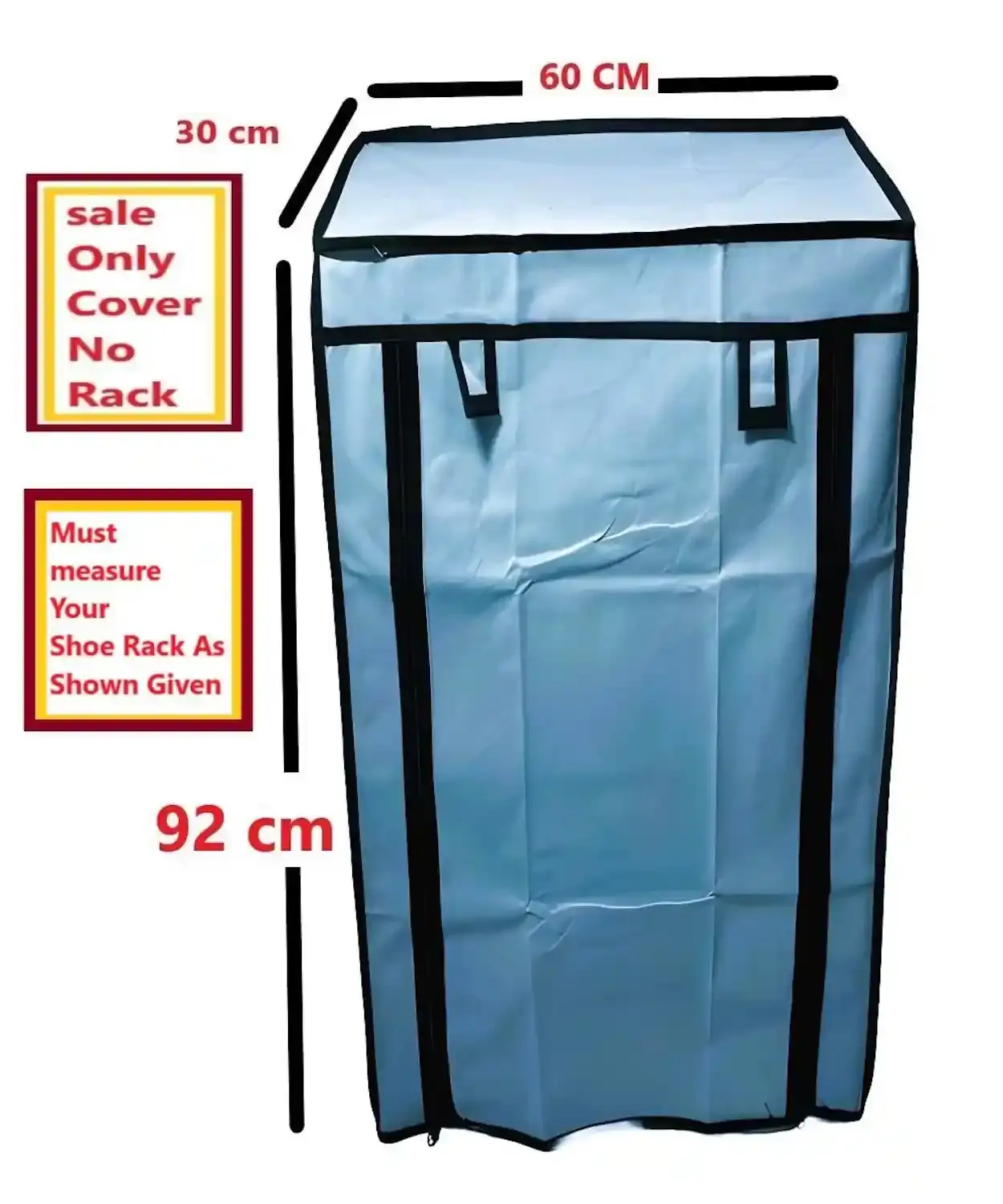 MEFABZ Shoe Rack Cover only 5 Layer (Grey) (30D x 60W x 92H cm) Dustproof Zipper Storage Cover, Washable 100 GSM Non-Woven Fabric, Foldable Rack Replacement Covers for Home - Image 5