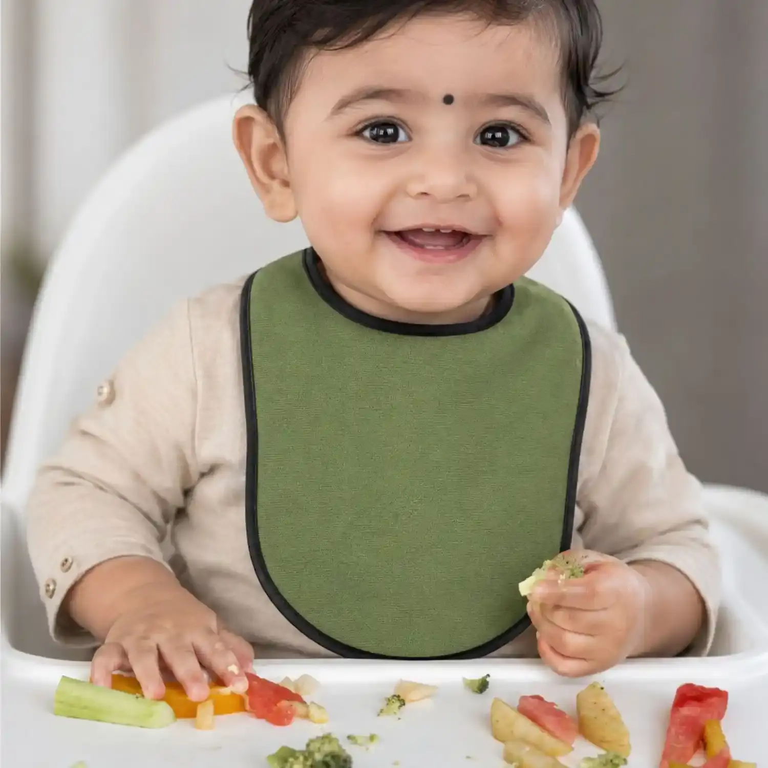 Waterproof Quick Dry Baby Bibs - Pack of 3, Green Color - Image 1